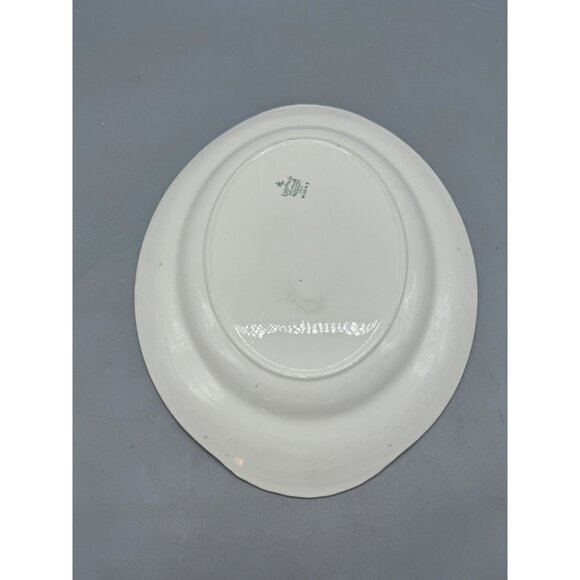 Vtg eggshell nautilus Oval Ceramic Serving Platter White Rose Pattern Green READ - Picture 7 of 14